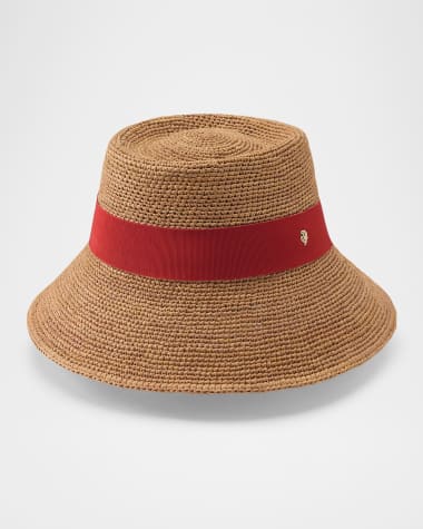 Helen Kaminski Clover Raffia Cloche Bucket hat