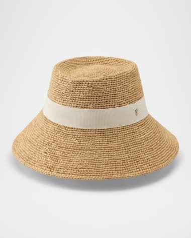 Helen Kaminski Clover Raffia Cloche Bucket hat