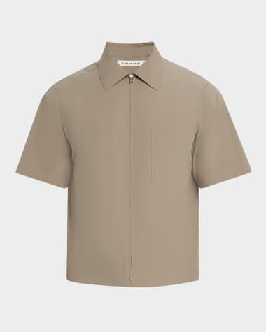 FRAME Men's Light Poplin Zip Shirt