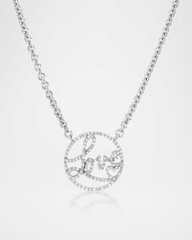 Sheryl Lowe Sterling Silver Diamond Love Connector Chain Necklace