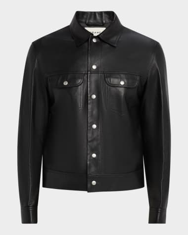 FRAME Men's Leather Trucker Jacket
