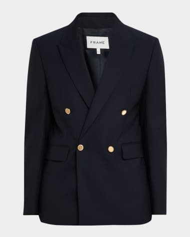 FRAME Men's Double-Breasted Wool Blazer Jacket