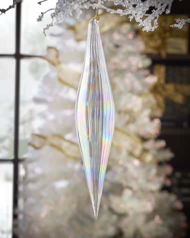 Jim Marvin Iridescent Clear Elliptical Glass Ornament, 12"