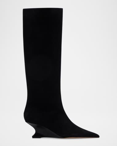 Paris Texas Nina Suede Knee-High Wedge Boots