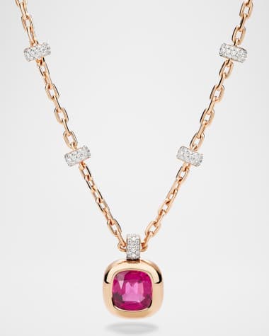 Pomellato Nudo High Jewelry 18K Rose Gold Rubelite Necklace with Diamonds