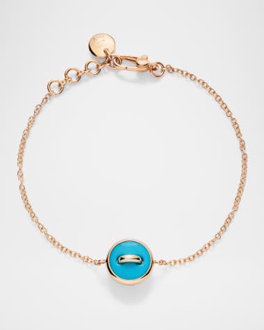Pomellato Pom Pom Dot 18K Rose Gold Turquoise and Diamond Reversible Bracelet