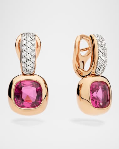 Pomellato Nudo High Jewelry 18K Rose Gold Rubelite Earrings with Diamonds