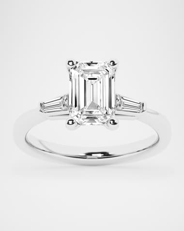 Neiman Marcus Lab Grown Diamonds Lab Grown Diamond 18K White Gold Emerald Cut Ring, 3.25tcw, Size 7