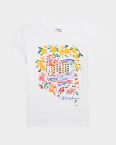 Ralph Lauren Childrenswear Girl's Italian Riviera Printed T-Shirt, Size S-XL