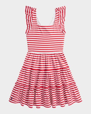 Ralph Lauren Childrenswear Girl's Striped Open Back Day Dress, Size S-XL