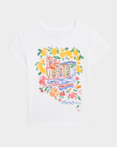 Ralph Lauren Childrenswear Girl's Italian Riviera Printed T-Shirt, Size 2-6X