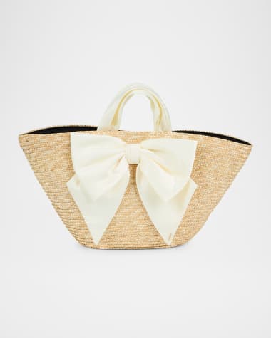Eugenia Kim Carlotta Straw Bow Tote Bag