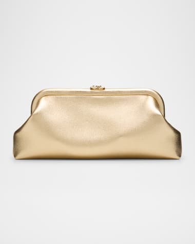 Jimmy Choo Skylar Frame Metallic Leather Clutch Bag