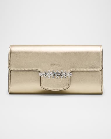Jimmy Choo Bing Crystal Metallic Leather Wallet