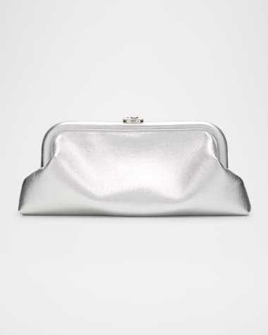 Jimmy Choo Skylar Frame Metallic Leather Clutch Bag