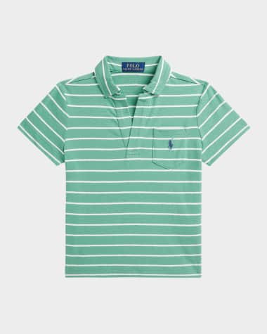 Ralph Lauren Childrenswear Boy's Linen Striped Polo Shirt, Size 2-7