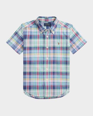 Ralph Lauren Childrenswear Boy's Plaid-Print Oxford Shirt, Size 2-7
