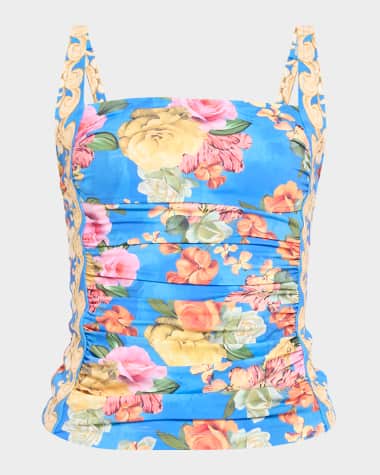 Johnny Was Pauline Ruched Tankini Swim Top