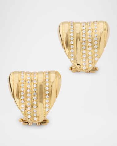 Peruffo 18K Yellow Gold Triangular Stud Earrings with Diamonds