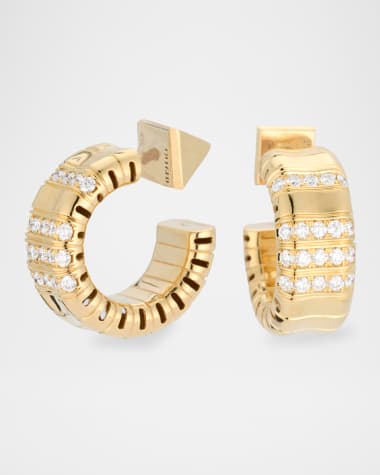 Peruffo 18K Yellow Gold Small Hoop Earrings with Diamonds