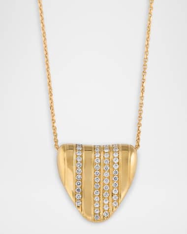 Peruffo 18K Yellow Gold Triangular Pendant Necklace with Diamonds