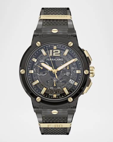 Ferragamo Men's F-80 44MM Translucent Black Bioplastic Chronograph Watch
