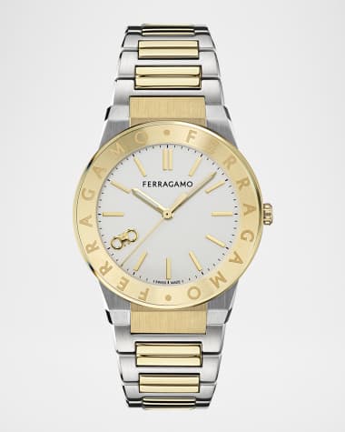 Ferragamo Men's Ferragamo Sapphire Logo 41MM Two Tone Bracelet Watch