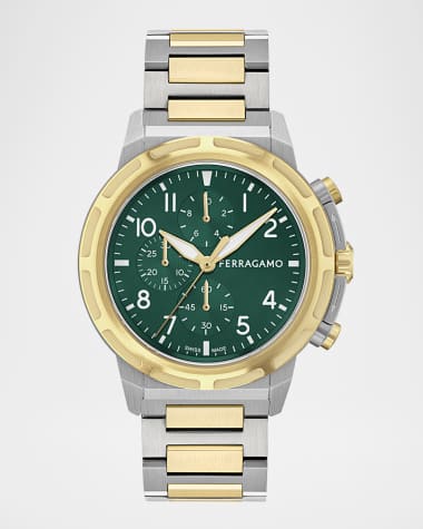 Ferragamo Men's Ferragamo Sport Chrono 44MM Two Tone Bracelet Watch