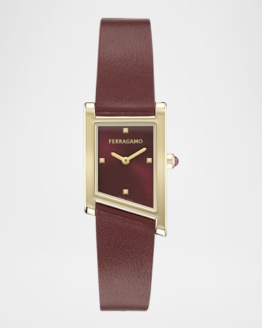 Ferragamo Ferragamo Asymetrique 22X36MM IP Yellow Gold Leather Watch