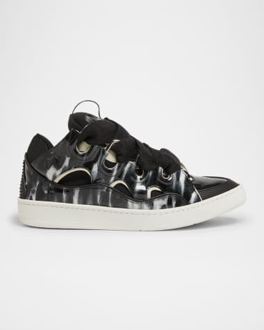 Lanvin Men's Curb Mesh and Leather Low-Top Sneakers