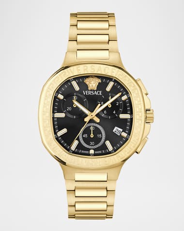 Versace V-Chrono Square 40mm IP Yellow Gold Bracelet Watch