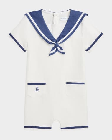 Ralph Lauren Childrenswear Boy's Sailor-Inspired Embroidered Shortall, Size 9M-24M