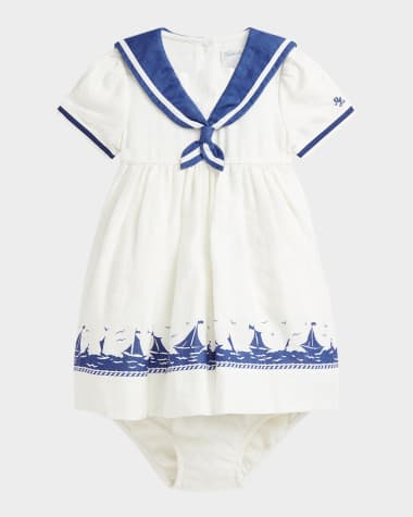 Ralph Lauren Childrenswear Girl's Embroidered Sailor Dress, Size 9M-24M