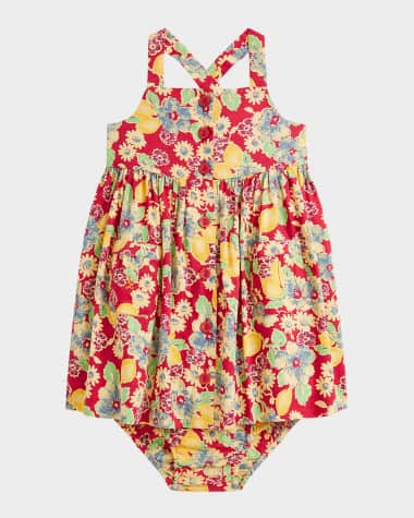Ralph Lauren Childrenswear Girl's Floral & Lemon-Print Day Dress, Size 3M-24M