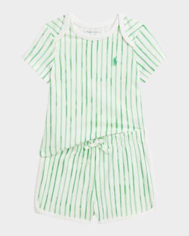 Ralph Lauren Childrenswear Boy's Striped Two-Piece Set, Size 3M-24M