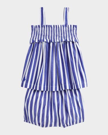 Ralph Lauren Childrenswear Girl's Smocked Striped Two-Piece Set, Size 3M-24M