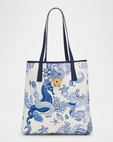 Versace La Medusa Coral Theater Allover Canvas Tote Bag