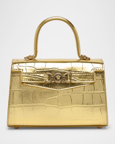 Versace La Medusa Metallic Croc-Embossed Bag