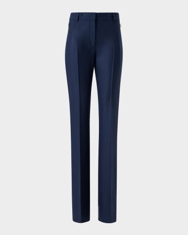 Akris Marilyn Wool Stretch Flannel Bootcut-Leg Ankle Pants