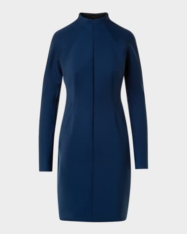 Akris Techno Neoprene Long-Sleeve Zip-Front Dress
