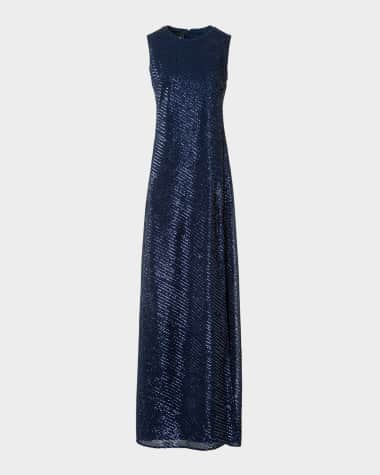 Akris Diagonal Sequined Georgette Gown