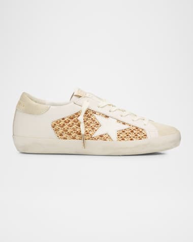 Golden Goose Superstar Raffia Net Leather Low-Top Sneakers