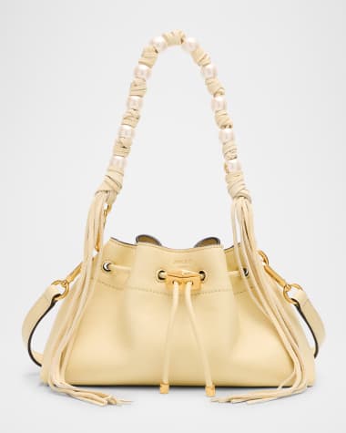 Jimmy Choo Cinch Small Pearly-Embellished Leather Shoulder Bag