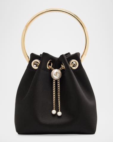 Jimmy Choo Bon Bon Satin Bucket Bag with Metal Handle