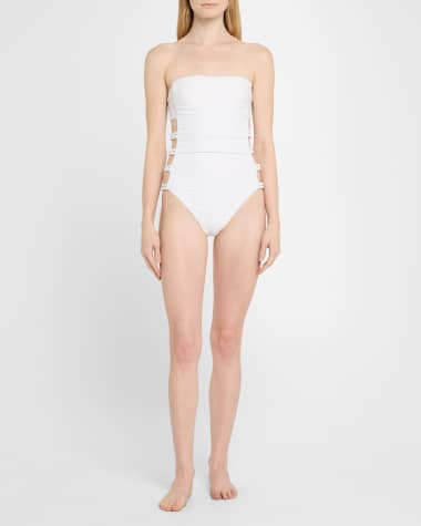 V-Neck Hardware One-Piece Swimsuit