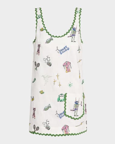 ALEMAIS Play Embroidered Mini Dress