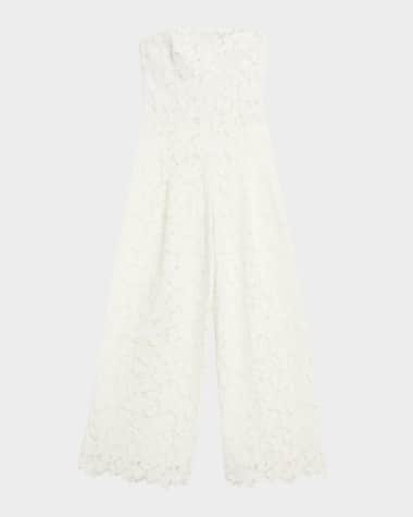 SIMKHAI Rebecca Strapless Corded Lace Wide-Leg Jumpsuit