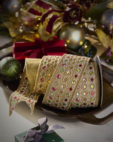 D. Stevens Metallic Royal Jeweled Ribbon, 3" x 5 Yards