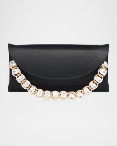 Judith Leiber Couture Taylor Crystal Satin Clutch Bag