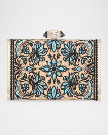 Judith Leiber Couture Floral Crystal Rectangle Clutch Bag